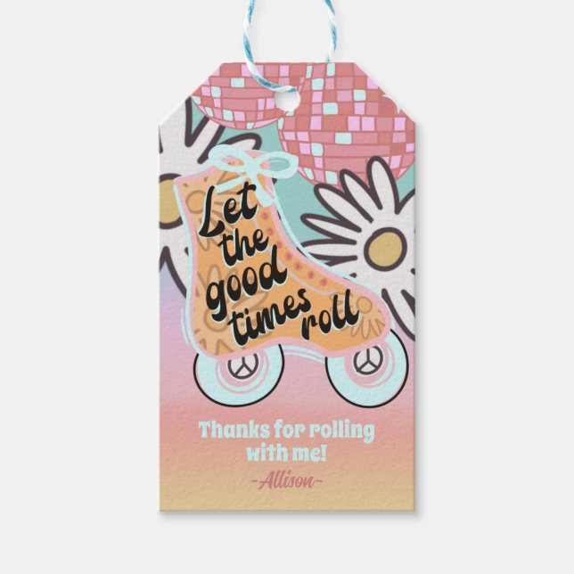 Roller Skaten Girls Geburtstagsparty Geschenkanhänger (Vorderseite)