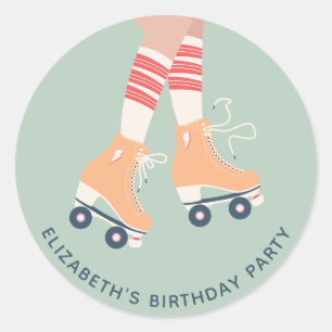 Roller Skaten Girls Geburtstagsparty Runder Aufkleber