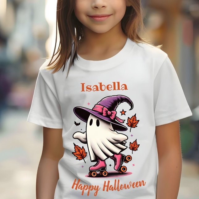 Roller Skaten Halloween Niedlich Ghost Personalisi T-Shirt (Von Creator hochgeladen)