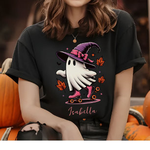 Roller Skaten Halloween Niedlich Ghost Personalisi T-Shirt