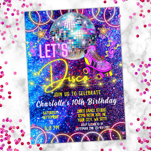 Roller Skaten Let's Disco Bright Neon Pink Glow Einladung