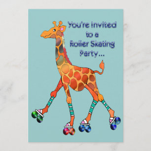 Roller Skaten Party Giraffe Einladung
