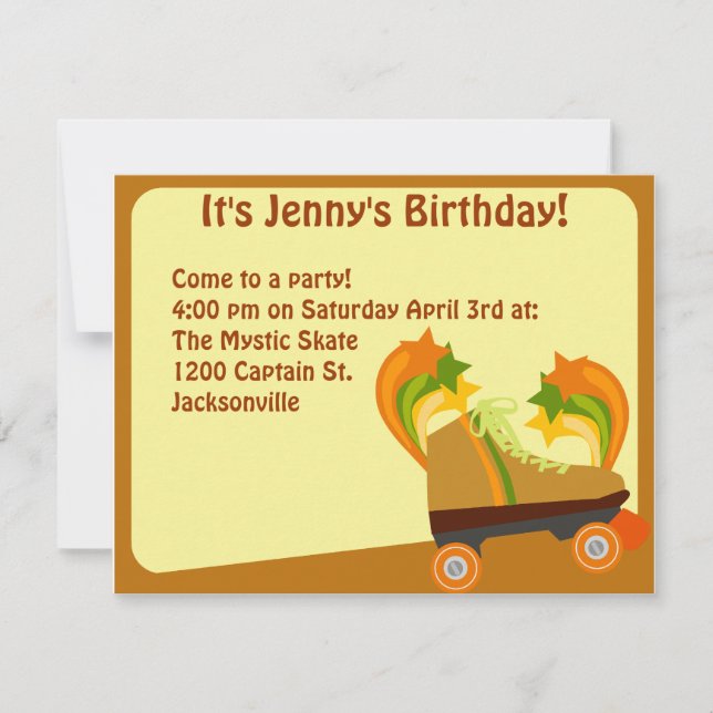 Roller Skaten Party Time Einladung (Vorderseite)