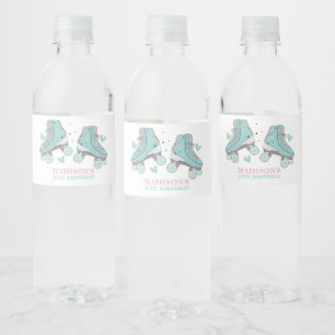 Roller Skaten Pastel Personalisiert Girl Geburtsta Wasserflaschenetikett
