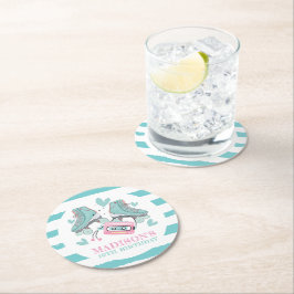 Roller Skaten Personalisiert Pastel Party Runder Pappuntersetzer