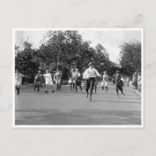 Roller Skaten Race Postkarte (Vorderseite)