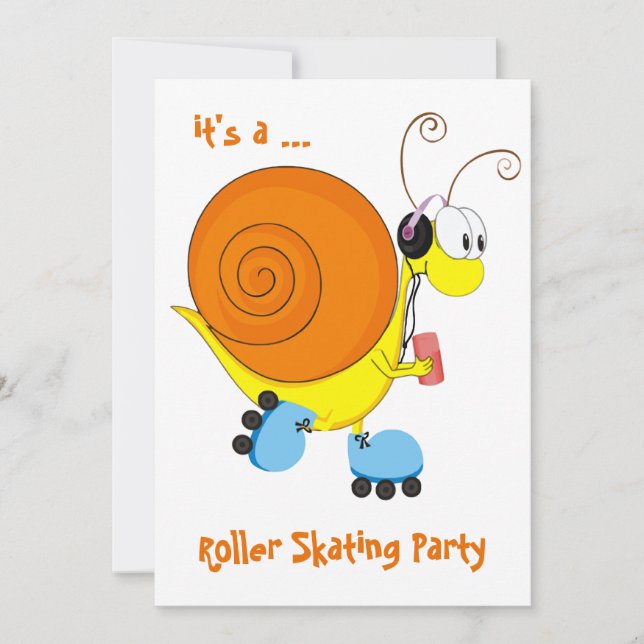 Roller Skaten Snail Roller Skaten Party Einladung (Vorderseite)