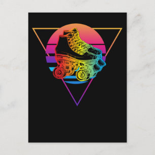 Roller Skating Disco Vaporwave Sonnenuntergang Bun Postkarte