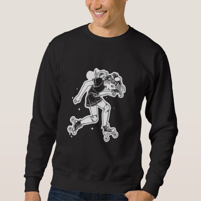 Roller Skating Girl Cartoon Look for Girls Sweatshirt (Vorderseite)