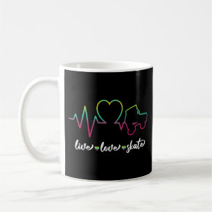 Roller Skating Live Love Skate Heartbeat Heart Tie Kaffeetasse