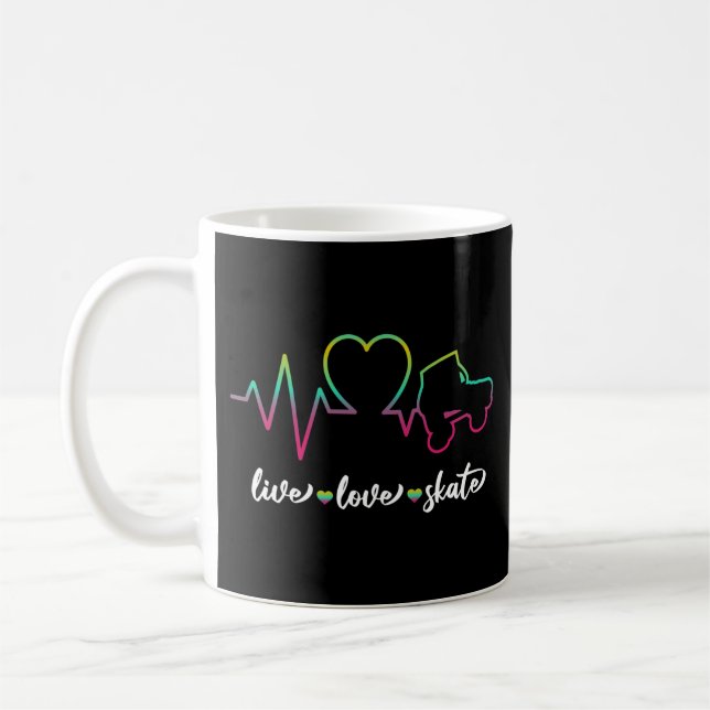 Roller Skating Live Love Skate Heartbeat Heart Tie Kaffeetasse (Links)