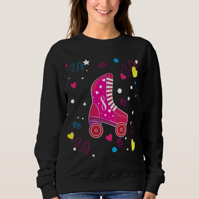 Rollerblade-rosa Rollen-Skate-Rollen-Skaten Sweatshirt (Vorderseite)