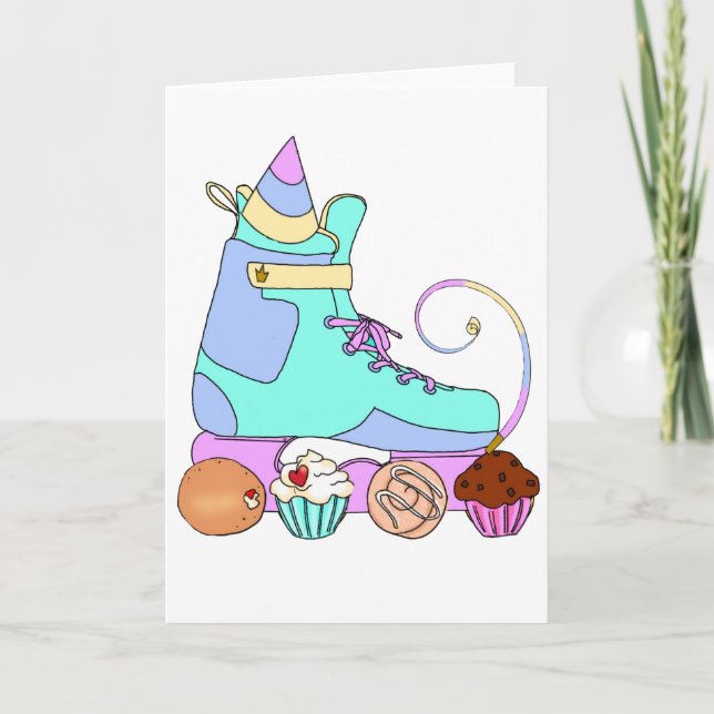 Rollerblade Skate Birthday Cake Card Blue Karte (Vorderseite)