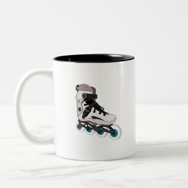Rollerblades Rollerskate Inline Skate Art Zweifarbige Tasse (Links)