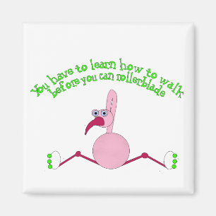 Rollerblading Flamingo-Magnet Magnet