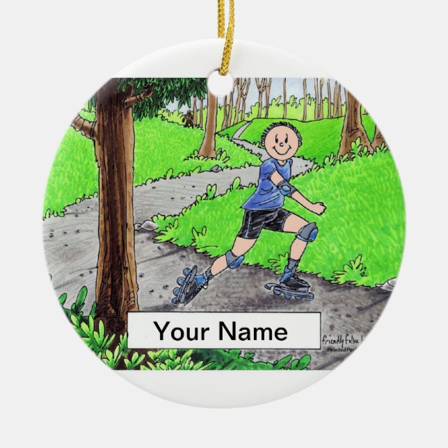 Rollerblading Keramik Ornament (Vorne)