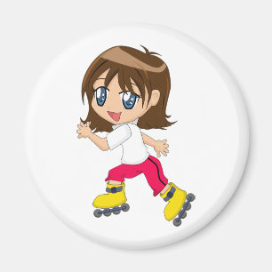 Rollerblading Mädchen-Magnet Magnet