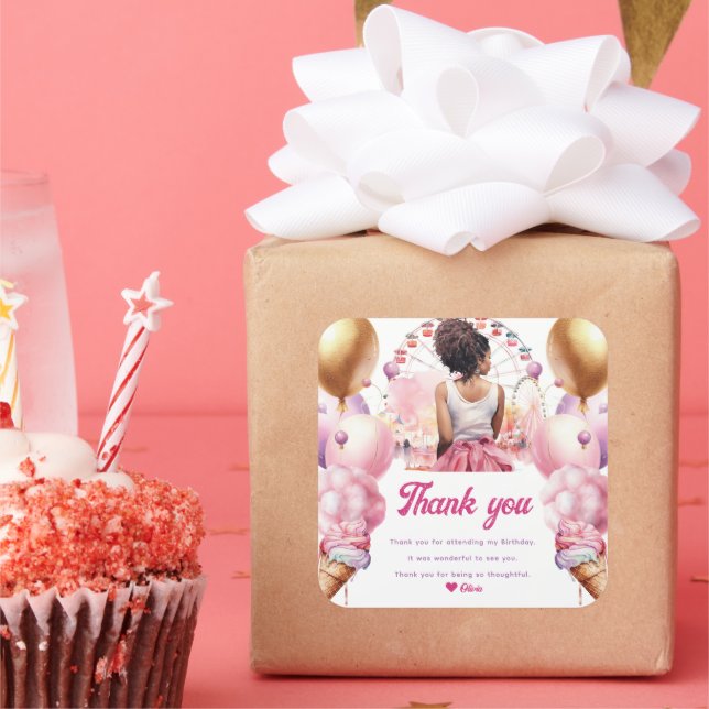 Rollercoaster Party Afroamerikanisches Aquarell Quadratischer Aufkleber (Party)