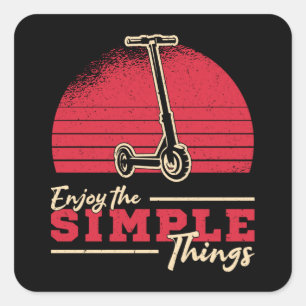 Rollerfahrer Genieße die einfachen Dinge Stunt Ret Quadratischer Aufkleber