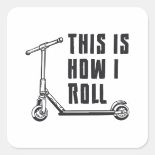 Rollerfahrer So rolle ich Stunt Lustig Quadratischer Aufkleber