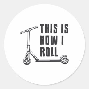 Rollerfahrer So rolle ich Stunt Lustig Runder Aufkleber
