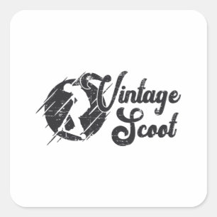 Rollerfahrer Vintage Scoot Escooter Stunt Lustig Quadratischer Aufkleber
