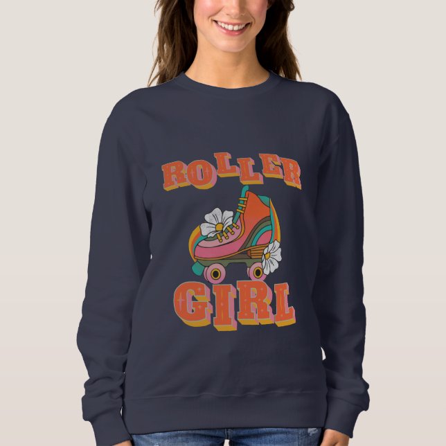 Rollermädchen, Vintag Roller Skaten Sweatshirt (Vorderseite)