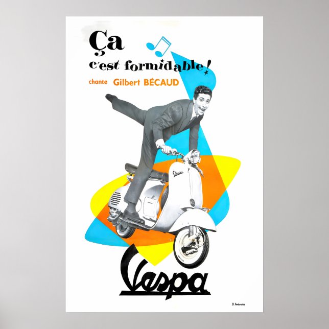 Rollerplakat Motorroller Kunst Retro-Druck Poster (Vorne)