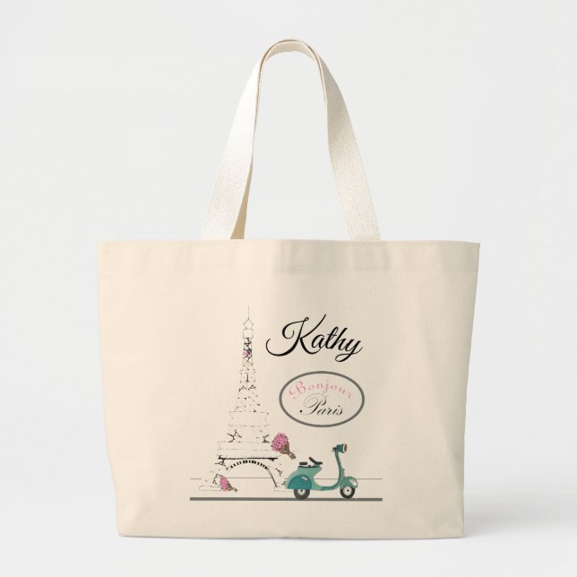 Rollerreiten hinter dem Eiffelturm Paris Jumbo Stoffbeutel (Vorne)