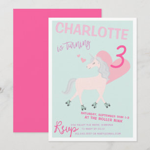 RollerScate Unicorn Einladung zum Geburtstag