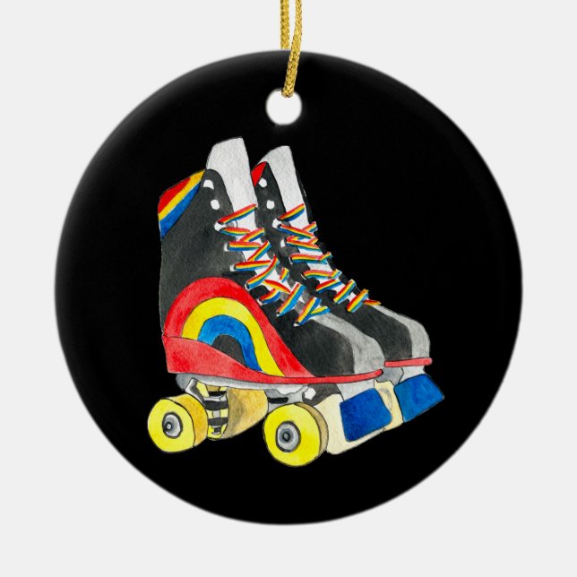 Rollerskates Retroart der achtziger Jahre Keramik Ornament (Vorne)