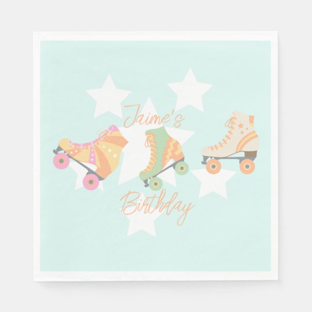 Rollerskating Geburtstag Pastel Stars Serviette (Vorderseite)