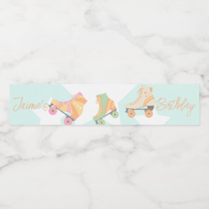 Rollerskating Geburtstag Pastel Stars Wasserflaschenetikett