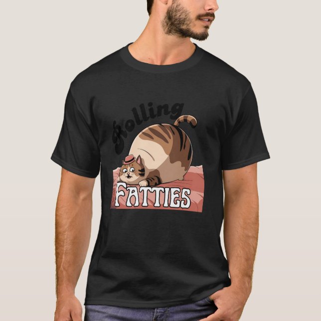 Rollfatties Katze Funny Fat Kitten Katze für Männe T-Shirt (Vorderseite)