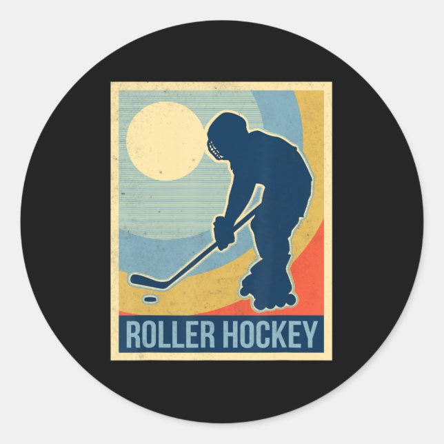 Rollhockey Vintag Runder Aufkleber (Vorderseite)