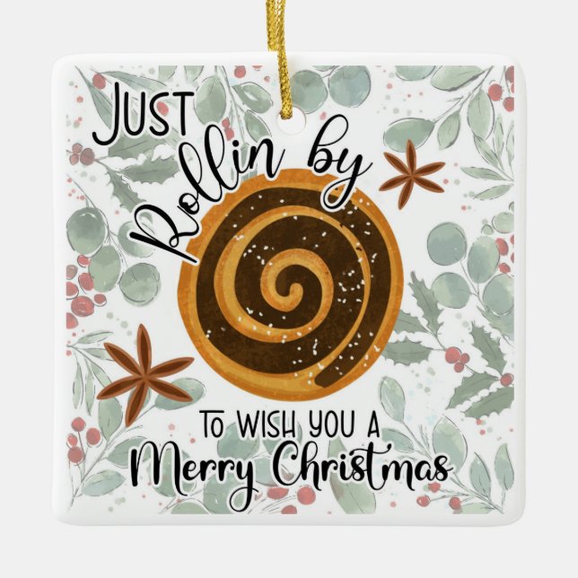 Rollin einfach vorbei, um Ihnen ein frohes Weihnac Keramikornament (Vorderseite)