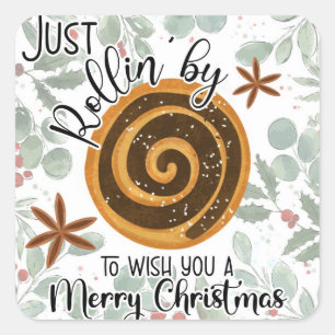 Rollin einfach vorbei, um Ihnen ein frohes Weihnac Quadratischer Aufkleber