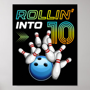 Rollin in 10 Retro Bowling Geburtstagsparty 10. B Poster