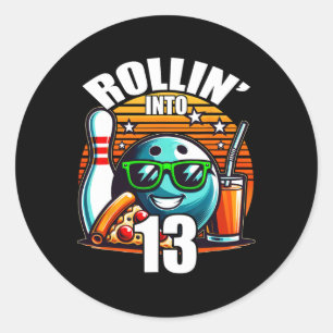 Rollin in 13 Bowling Geburtstagsparty 13. Geburtst Runder Aufkleber