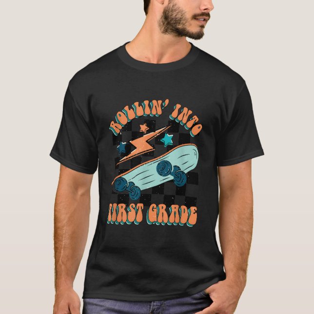 Rollin’ in 1. Klasse Zurück zur Skateboard S T-Shirt (Vorderseite)