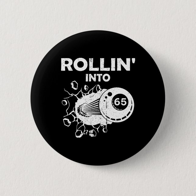 Rollin in 65 Billard 65. Geburtstag Flammenbil Button (Vorderseite)