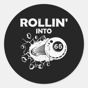 Rollin in 65 Billard 65. Geburtstag Flammenbil Runder Aufkleber