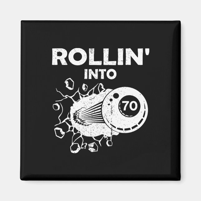 Rollin in 70 Billard 70. Geburtstag Flammenbil Magnet (Vorne)