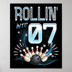 Rollin' in 7 Bowling Geburtstag 7. Bowler Bday Pa Poster