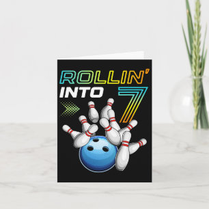 Rollin in 7 Retro Bowling Geburtstagsparty 7. Bir Karte