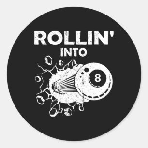 Rollin in 8 Billiard 8. Geburtstag Flaming Billi Runder Aufkleber