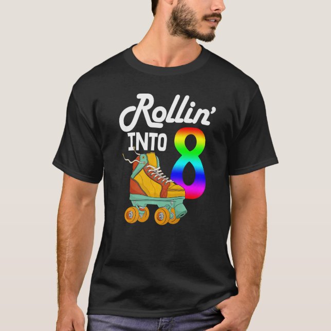 Rollin in 8 Frauen Skaten Rolling Shoes Birthda T-Shirt (Vorderseite)