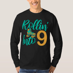 Rollin' in 9 Roller Derby Skaten Party Geburtstag T-Shirt