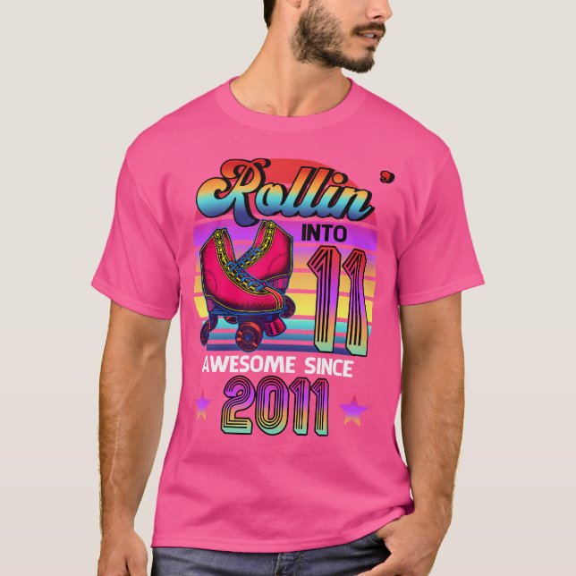 Rollin' Into 11 Awesome 2011 Roller Skating 11Th B T-Shirt (Vorderseite)