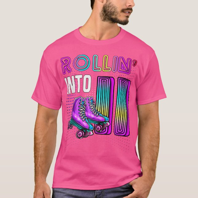 Rollin 'Into 11 Rollschuhbahn 11. Geburtstag T-Shirt (Vorderseite)